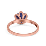Floral Round Natural Stone Solitaire Ring