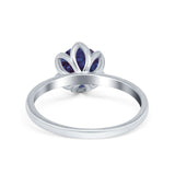 Floral Round Natural Stone Solitaire Ring