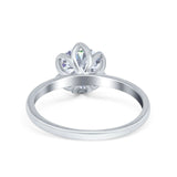 Floral Round Natural Stone Solitaire Ring