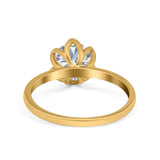 Floral Round Natural Stone Solitaire Ring