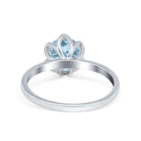 Floral Round Natural Stone Solitaire Ring