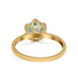 Floral Round Natural Stone Solitaire Ring