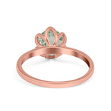 Floral Round Natural Stone Solitaire Ring