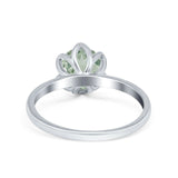 Floral Round Natural Stone Solitaire Ring