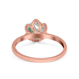 Floral Round Natural Stone Solitaire Ring