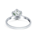 Floral Round Natural Stone Solitaire Ring