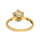 Floral Round Natural Stone Solitaire Ring
