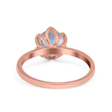 Floral Round Natural Stone Solitaire Ring