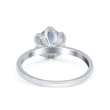 Floral Round Natural Stone Solitaire Ring