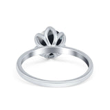 Floral Round Natural Stone Solitaire Ring