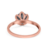 Floral Round Natural Stone Solitaire Ring