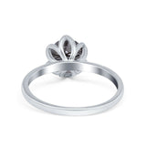Floral Round Natural Stone Solitaire Ring