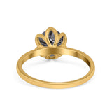 Floral Round Natural Stone Solitaire Ring