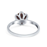 Floral Round Natural Stone Solitaire Ring