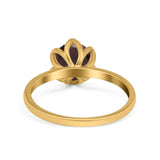 Floral Round Natural Stone Solitaire Ring