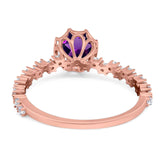 Art Deco Round Natural Stone Wedding Ring