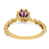 Art Deco Round Natural Stone Wedding Ring