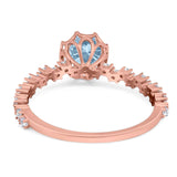 Art Deco Round Natural Stone Wedding Ring