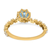 Art Deco Round Natural Stone Wedding Ring