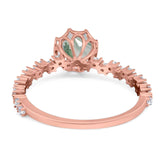 Art Deco Round Natural Stone Wedding Ring