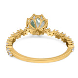 Art Deco Round Natural Stone Wedding Ring