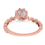 Art Deco Round Natural Stone Wedding Ring