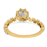 Art Deco Round Natural Stone Wedding Ring