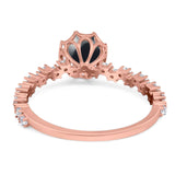 Art Deco Round Natural Stone Wedding Ring