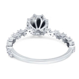 Art Deco Round Natural Stone Wedding Ring