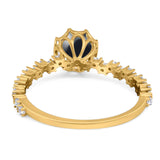 Art Deco Round Natural Stone Wedding Ring