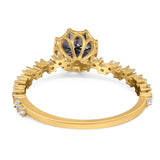 Art Deco Round Natural Stone Wedding Ring