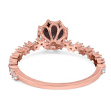 Art Deco Round Natural Stone Wedding Ring