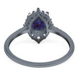 Art Deco Round Natural Stone Halo Ring