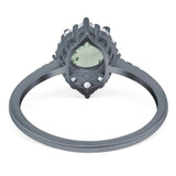 Art Deco Round Natural Stone Halo Ring