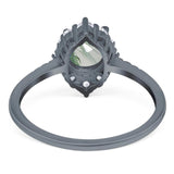 Art Deco Round Natural Stone Halo Ring