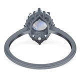 Art Deco Round Natural Stone Halo Ring