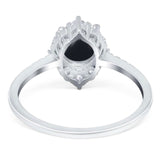 Art Deco Round Natural Stone Halo Ring