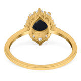 Art Deco Round Natural Stone Halo Ring