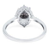 Art Deco Round Natural Stone Halo Ring