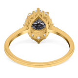 Art Deco Round Natural Stone Halo Ring