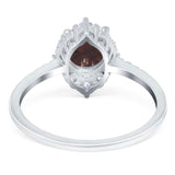 Art Deco Round Natural Stone Halo Ring