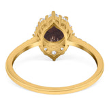 Art Deco Round Natural Stone Halo Ring