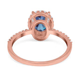 Art Deco Oval Natural Stone Halo Ring