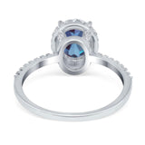 Art Deco Oval Natural Stone Halo Ring