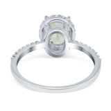 Art Deco Oval Natural Stone Halo Ring