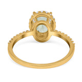 Art Deco Oval Natural Stone Halo Ring