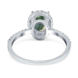 Art Deco Oval Natural Stone Halo Ring