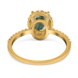 Art Deco Oval Natural Stone Halo Ring