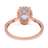 Art Deco Oval Natural Stone Halo Ring