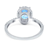 Art Deco Oval Natural Stone Halo Ring